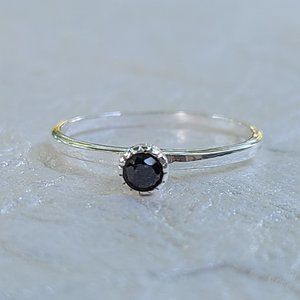 Minimalist Garnet Ring Size 7 Sterling Silver-Garnet Sterling Silver Ring